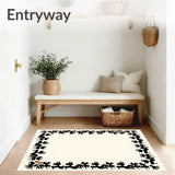 Reindeer Floor Covering with Nordic Forest Theme(Black)