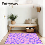 Abstract Mosaic Featuring Lilac Swirls and Interlocking Shapes (Pink)