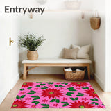 Poinsettia Bloom Floor Covering with Vibrant Petal Arrangements(Pink)