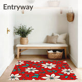 Retro Winter Botanical Tapestry Low Pile(Red)