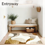 Chic Area with Artistic Beige and Coffee Swirl Design(Beige)