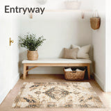 Elegant Farmhouse Area With Vintage Distressed Medallion Design(Beige)