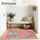 Cane Stripe Chevron Doormat with Peppermint Swirl Details(Red)