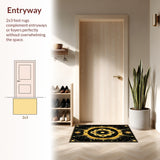 Ultra Soft Area Rug, Non Slip, Stain Resistant, Washable Area Rugs for Living Room, Bedroom, Boho Celestial Moon Stars(Black)