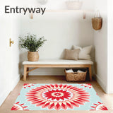 Blossom Machine Throw Accent Floor Covering(Red)