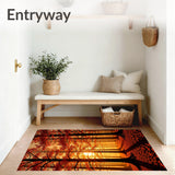 Enchanted Woodland Sunrise Tapestry With Autumnal Foliage(Orange)