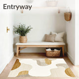 Contemporary Beige Low Pile Abstract Bordered Area(Beige)