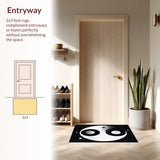 Ultra Soft Area Rug, Non Slip, Stain Resistant, Washable Area Rugs for Living Room, Bedroom, yin yang circle bath(Black)