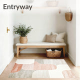 Elegant Cream & Blush Area Abstract Geometric for Living(Beige)