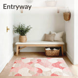 Dusty Rose and Cream Abstract Area With Geometric Flow Design(Red)
