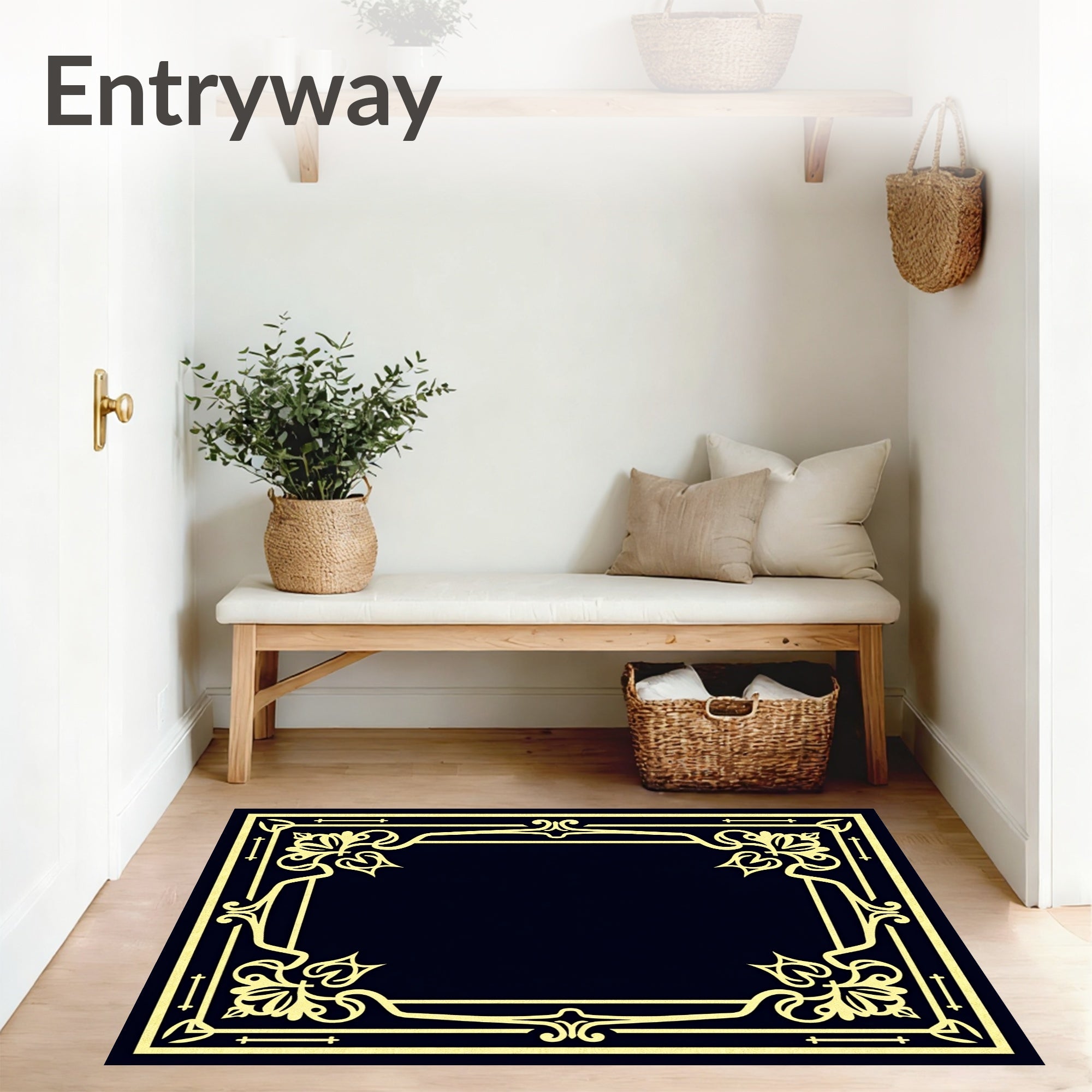 Art Lattice with Stylized Floral Accents and Symmetrical Layout (Black) - ODIKA