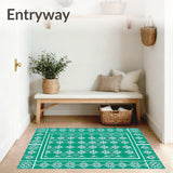 Classic Nordic Style Area With Repetitive Interlocking Snow Crystal(Green)