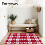 Buffalo Plaid Farmhouse Snowflake Holiday Decorative Accent(Red)