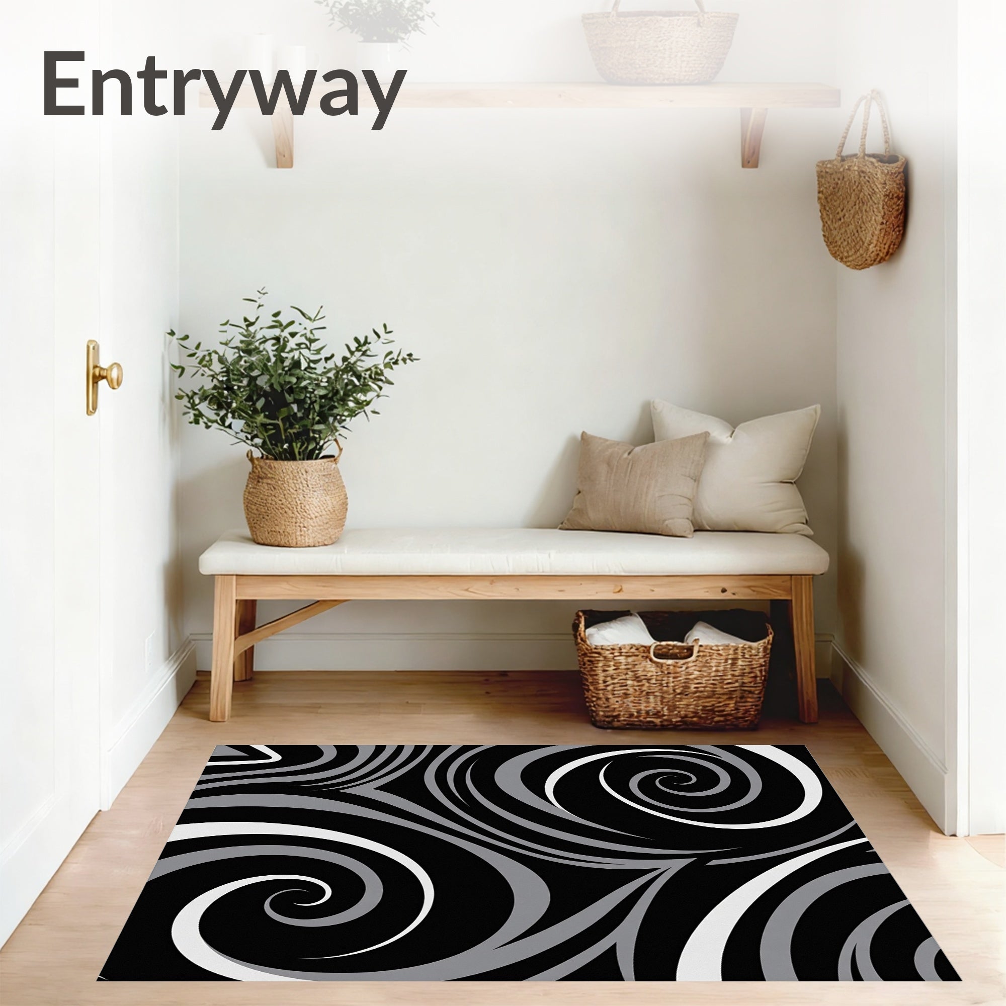 Abstract Swirl Plush Floor Cover Machine (Black) - ODIKA
