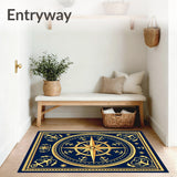 Anchor Nautical Maritime Compass Rose Design Decorative Floor(Blue)