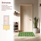 Ultra Soft Area Rug, Non Slip, Stain Resistant, Washable Area Rugs for Living Room, Bedroom, Boho Floral Low-Pile(Green)