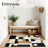 Abstract Beige Area Non Slip with Modern Art(Beige)