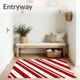 Cane Striped Festive Accent with Peppermint Swirls(Red)