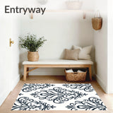 Elegant Botanical Damask Swirl Tapestry(Black)