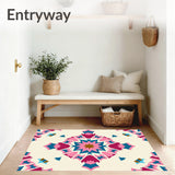 Southwestern Artisan Handwoven Heritage Eclectic Rustic Medallion(Pink)