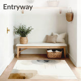 Abstract Beige Accent Grey Modern Print Entryway(Beige)