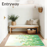 Ethereal Watercolor Botanical Meadow Stain Resistant(Green)