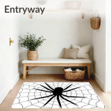 Arachnid Web Circular Floor Decoration Intricate Network(Black)