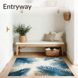 Modern Tropical Leaf in Blue Grey Beige Tones(Blue)