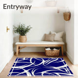 Abstract Brushstroke Artistic Modern Trendy Decorative Flooring(Blue)