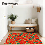 Classic Poinsettia Blossom with Traditional Winter Floral Motifs(Red)