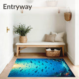 Optical Illusion Shark Vortex Area Rug Dramatic Ocean Depth Effect(Blue)
