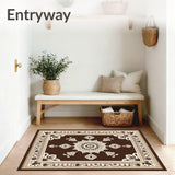 Vintage Charm Taupe Medallion With Interlocking Floral Motifs(Brown)