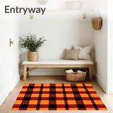 Checkered Buffalo Accent with Bold Contrasting Stripes(Orange)