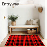 Checkered Plaid Decorative Floor with Alternating Squares(Red)