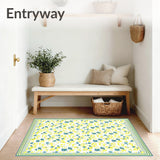 Charming Small Carpet Displaying Whimsical Floral Motifs(Yellow)