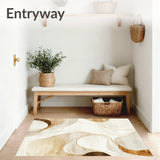Beige Swirls Indoor Area Throw Faux Wool Entrance Door Mat(Beige)