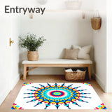 Sunburst Bohemian Style Floor with Knotted Fringe Finish (Blue)