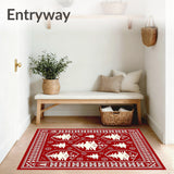 Boho Christmas Tree Medallion with Scandinavian Folk Art(Red)