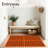 Bold Striped Lattice Plaid with Autumnal Overtones(Orange)