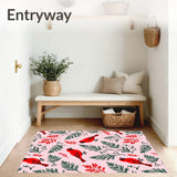 Cardinal Botanical Print with Vine Scroll Accents(Red)