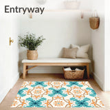 Serene Floral Mosaic with Interlocking Petal Medallions(Teal)