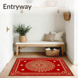 Boho Winter Geometric Burst Indoor Decorative Floor(Red)