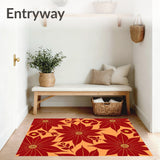 Abstract Poinsettia Bloom Design Low Pile Decorative Holiday Textile(Red)