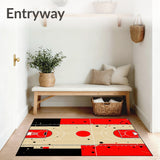 Non Slip Basketball Court Rug with Thickened Area Carpet Flooring(Red)