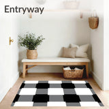 Festive Buffalo Check Decorative Floor Covering(White)