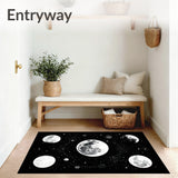 Mystic Moonbeam Black & White Lunar Phase Bath Mat Boho(White)