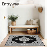 Vintage Medallion Distressed Transitional Design(Black)