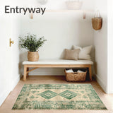 Beige Green Distressed Look Pet Kids Durable Texture(Beige)