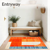 Vibrant Orange & Blue Area Contemporary(Orange)