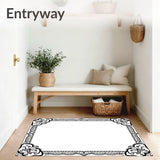 Elegant Border Trellis Interlocking Medallion Lattice Vintage Motif (Black)